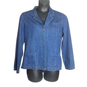 Vintage Real Comfort Women's Blue Button Front Cotton Denim Jean Jacket Size 10